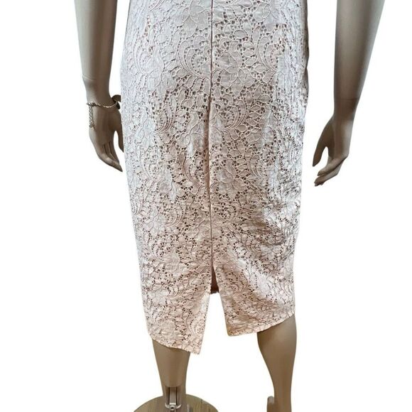 Zara Basic Collection Pink Lace Midi Dress Sleeveless Ruffle Trim Size M (040) - Picture 10 of 16